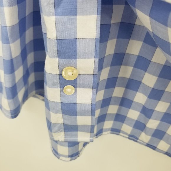 Cafe Coton Exclusive Blue and White Plaid Button Down Dress Shirt 43 / 17 - Picture 11 of 11